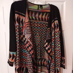 New Directions 0X Black Multicolor Cardigan